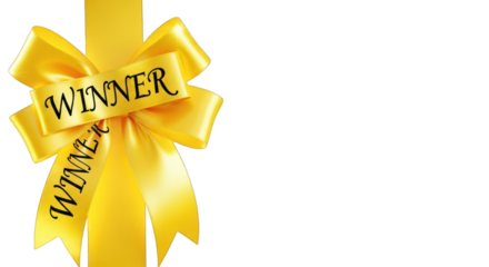 Yellow Ribbon with Winner Text Award Concept.