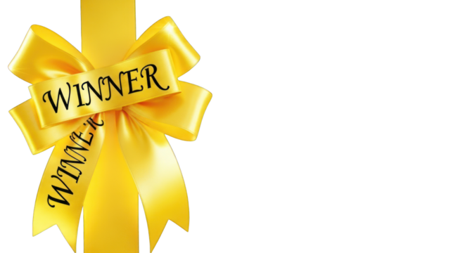Yellow Ribbon with Winner Text Award Concept.