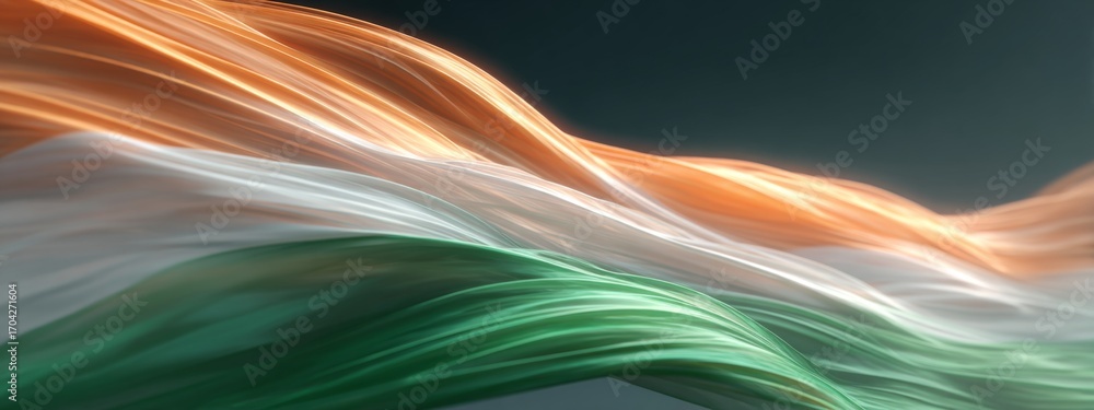 Poster futuristic digital wave representation of the ivory coast flag in motion with fluid dynamics