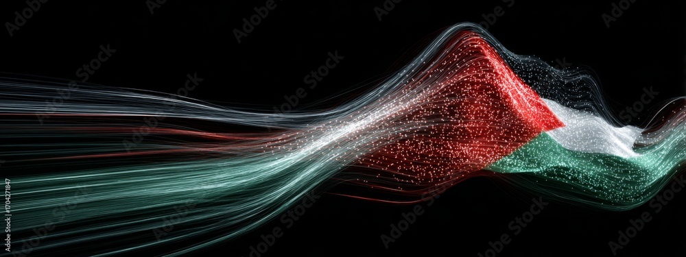 Aufkleber futuristic digital waves of a flag with animated effects and dynamic flow representing jordan's iden