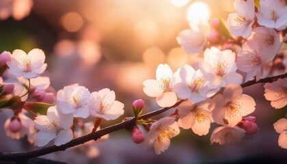 A Serene Scene Of Glowing Cherry Blossoms Radiating Soft Light Symbolizing Renewal Beauty