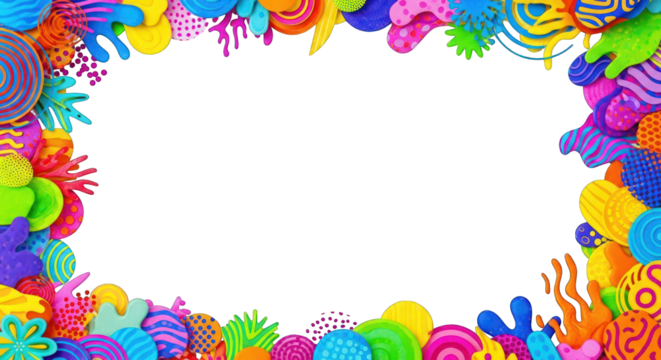 Colorful Abstract Border with Playful Organic Shapes.