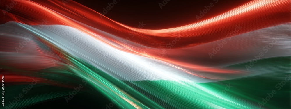 Poster futuristic digital animation of waves in madagascar flag design with dynamic colors and motion effec