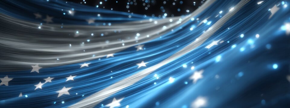 Animated Micronesian Flag Waves in Futuristic Digital Environment Captured in High Definition