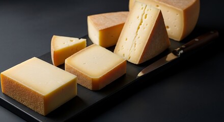 Cheese Slices on Dark Tray.