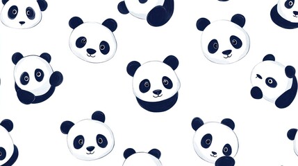 Cute panda seamless pattern on white background