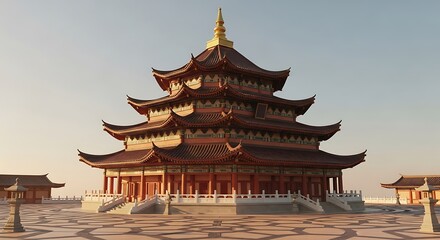 Naklejka premium Majestic Chinese Pagoda Architectural Structure.