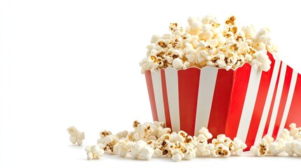 Popcorn in red striped box on white
