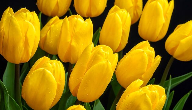 Close-up of bright yellow tulips