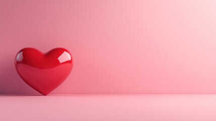 Red heart on pink background