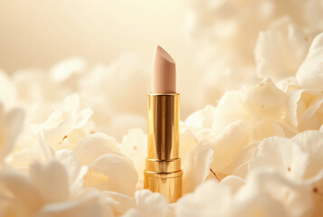 lipstick on white petals background