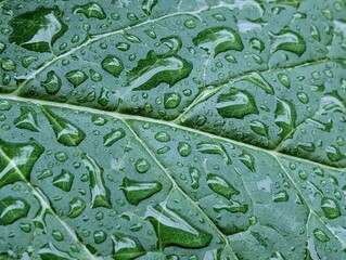 green leaf with water drops