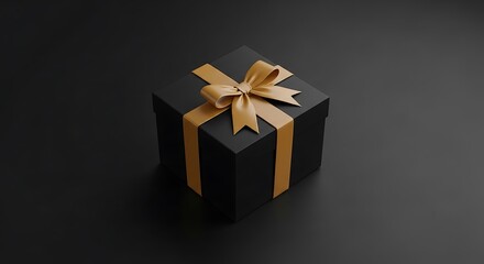 Obraz premium Black Gift Box with Gold Ribbon.