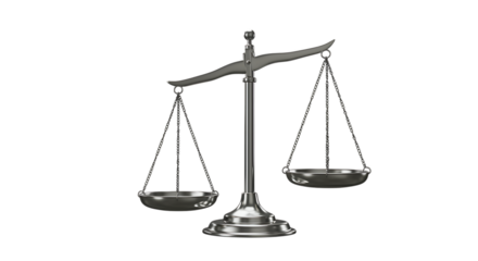 a silver justice scale with intricate details on transparent background