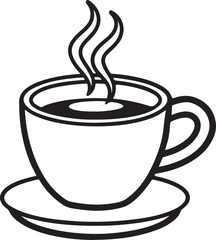 Cup of hot coffee with steam vector illustration