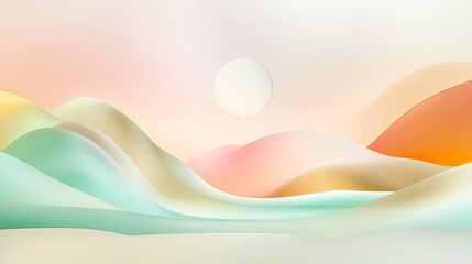 Abstract pastel landscape with smooth flowing shapes