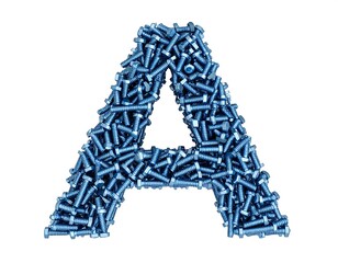 Capital letter A made of screws