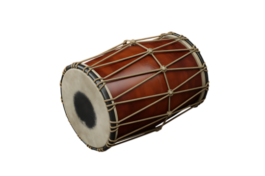Traditional dholak drum with intricate lacing, perfect for cultural events and musical inspiration