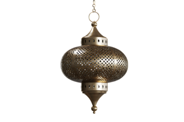 Elegant brass Moroccan lantern with intricate geometric metalwork casts beautiful ambient light