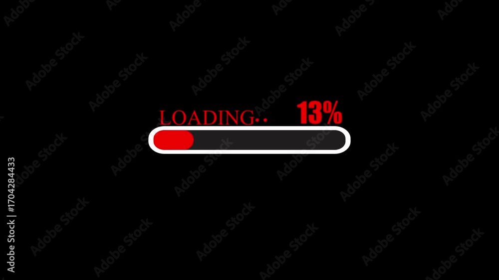 Aufkleber red and white horizontal loading bar showing 20 percent progress on black background indicator