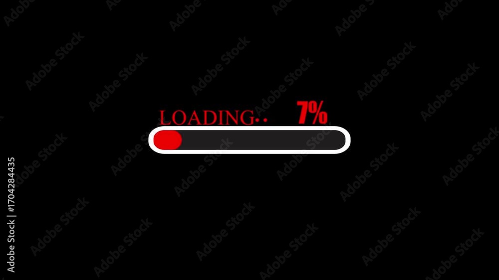 Aufkleber red and white horizontal loading bar showing 10 percent progress on black background indicator