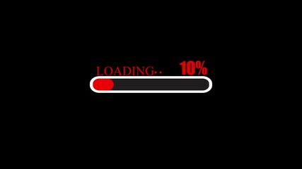 Red and White Horizontal Loading Bar Showing 15 Percent Progress on Black Background indicator