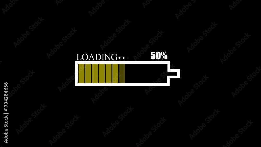 Poster battery loading bar at 88 percent with orange segments on black background progress indicator