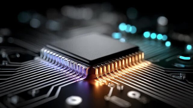 Close-up of Precision Chip Circuitry Showcasing Technological Innovation