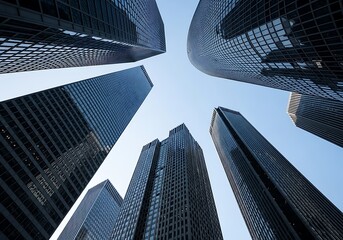 City Skyline, Modern Architecture, Urban Landscape, Skyscrapers, Business District.