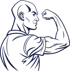Strong Flexed Arm Muscle – Minimal Bold Line Art Vector Illustration for Fitness & Gym Icon