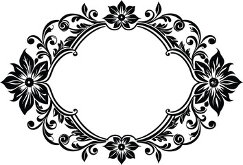 Vintage floral frame. Vintage bridal wedding line art frame on the white isolated background.