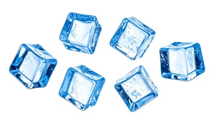 Ice cubes, isolated, light blue