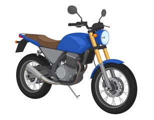 Obraz premium Side view of a blue motorcycle