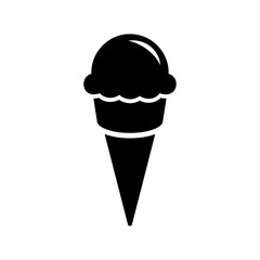Simple dark ice cream cone icon silhouette perfect for desserts and summer treats silhouette