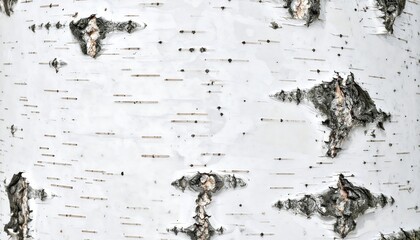 Close-up of white birch tree bark with distinctive,  fine lines and dark markings