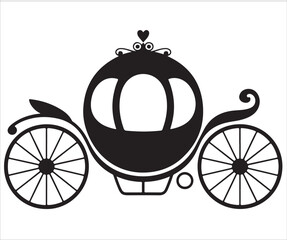 Silhouette of fairy tale carriage vector romantic illustration