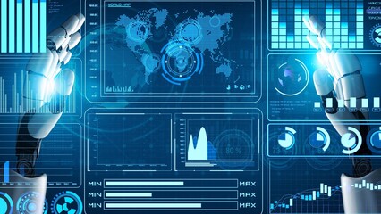 AI artificial intelligence drives data analytics with predictive models, smart dashboards, and virtual assistant insights for data-driven business decisions.