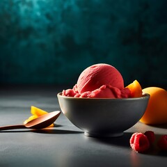 Delicious Raspberry Peach Sorbet in a Bowl