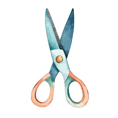 Watercolor Illustration of Artistic Scissors with Soft Hues