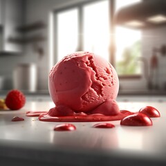Melting Raspberry Ice Cream Scoop