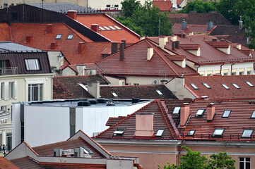 Aerial view of the old town architecture of Vilnius