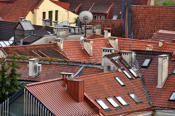 Aerial view of the old town architecture of Vilnius