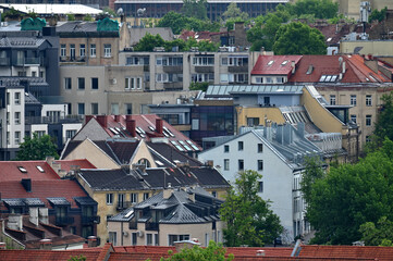 Aerial view of the old town architecture of Vilnius