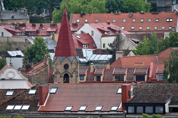 Aerial view of the old town architecture of Vilnius