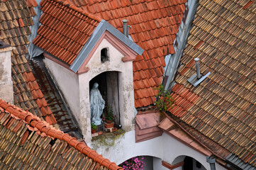 Aerial view of the old town architecture of Vilnius