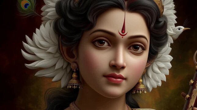 Divine Portrait of a Beautiful Hindu Goddess