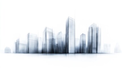 Obraz premium Modern city skyline line drawing architecture