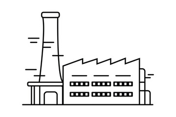 Factory Icon Outline Vector, Industrial Building Symbol on White