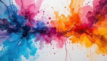 Fototapeta premium Colorful Abstract Art Depicting Vibrant Splashes of Paint in Dynamic Motion Across a Canvas