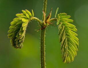 Naklejka premium Close-up of delicate green leaves